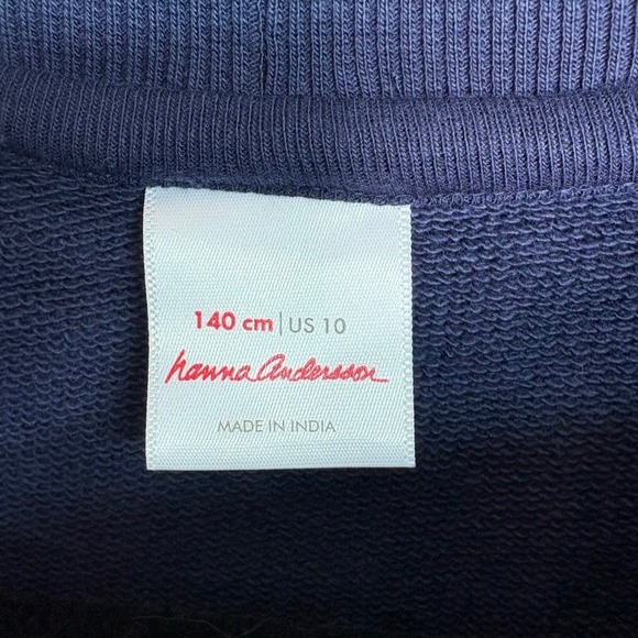 Hanna Andersson Girls Sweater‎ Size 10 140cm Blue Pullover Crewneck 100% Cotton - Picture 4 of 5